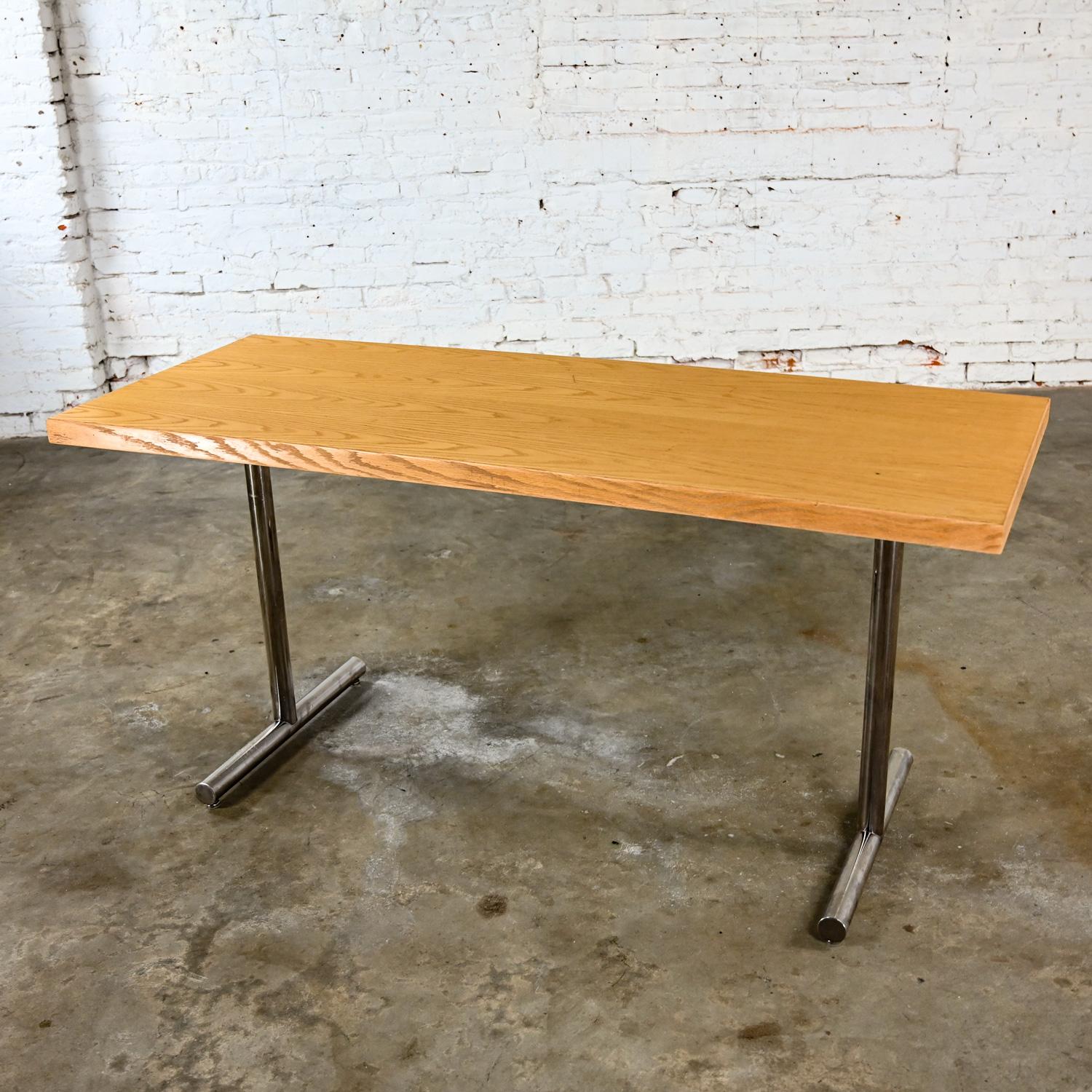 Unknown MCM Swiss Omega Blonde Oak Dining Conference Table Attributed Hans Eichenberger  For Sale
