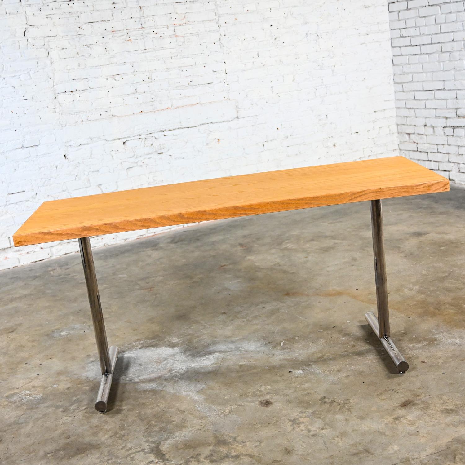 MCM Swiss Omega Blonde Oak Dining Conference Table Attributed Hans Eichenberger  In Good Condition For Sale In Topeka, KS