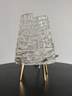 MCM Table lamp "2/2" by JT. Kalmar in Textured Glass and Brass Tripod Base