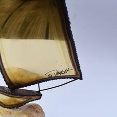 MCM Tall Brass Copper and Onyx Sailboat Nautical or Maritime Sculpture, Demott