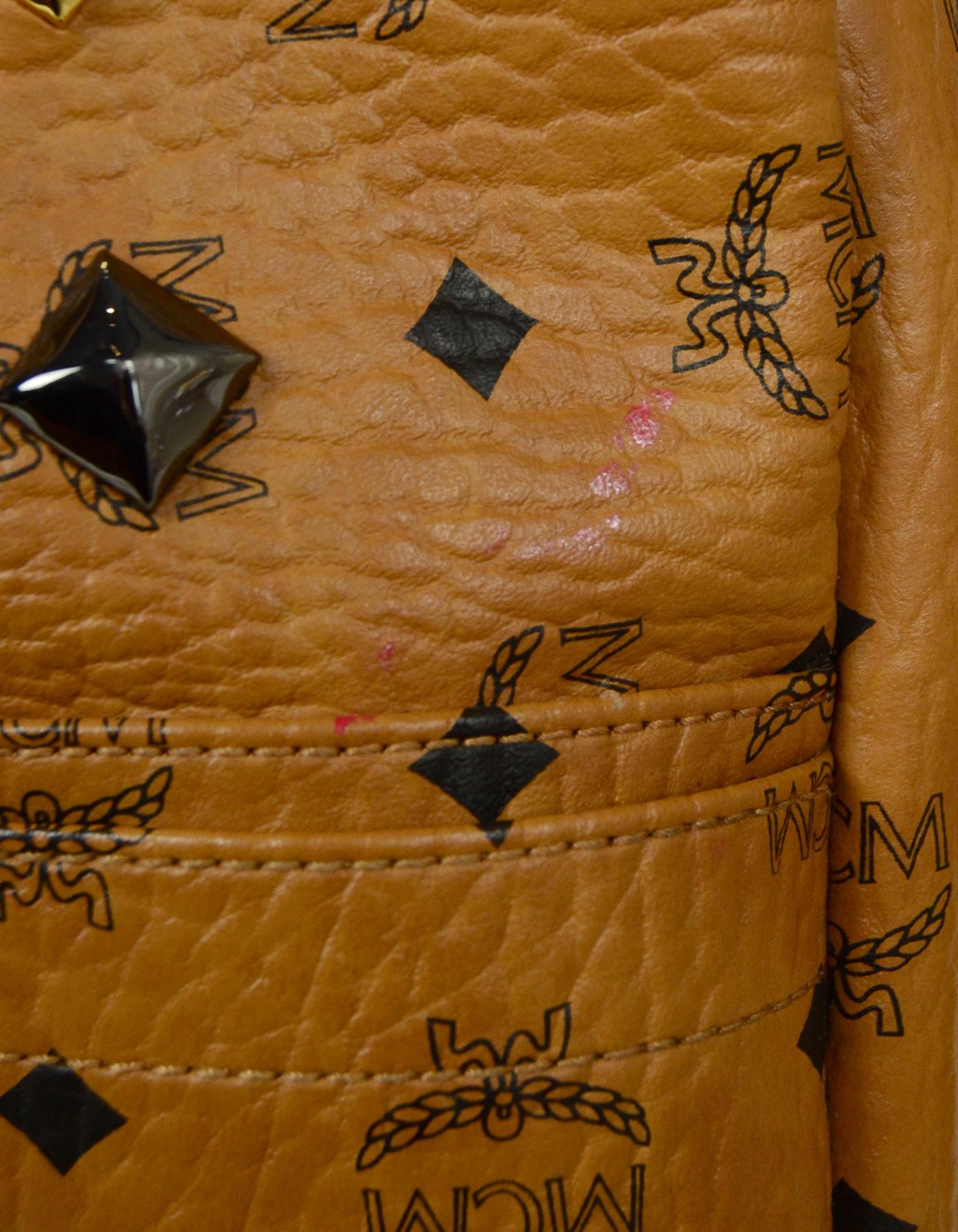 MCM Tan Monogram Star M Stud Large Backpack Bag 2