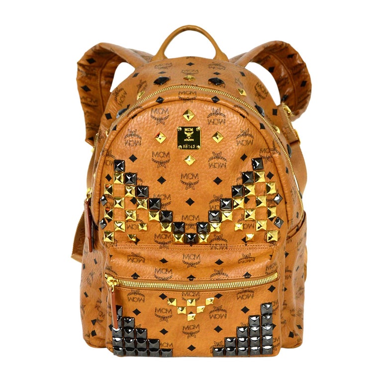 MCM Tan Monogram Star M Stud Large Backpack Bag For Sale at 1stDibs
