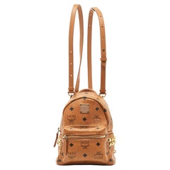 MCM Tan Visetos Coated Canvas and Leather Mini Studded Stark-Bebe Boo Backpack