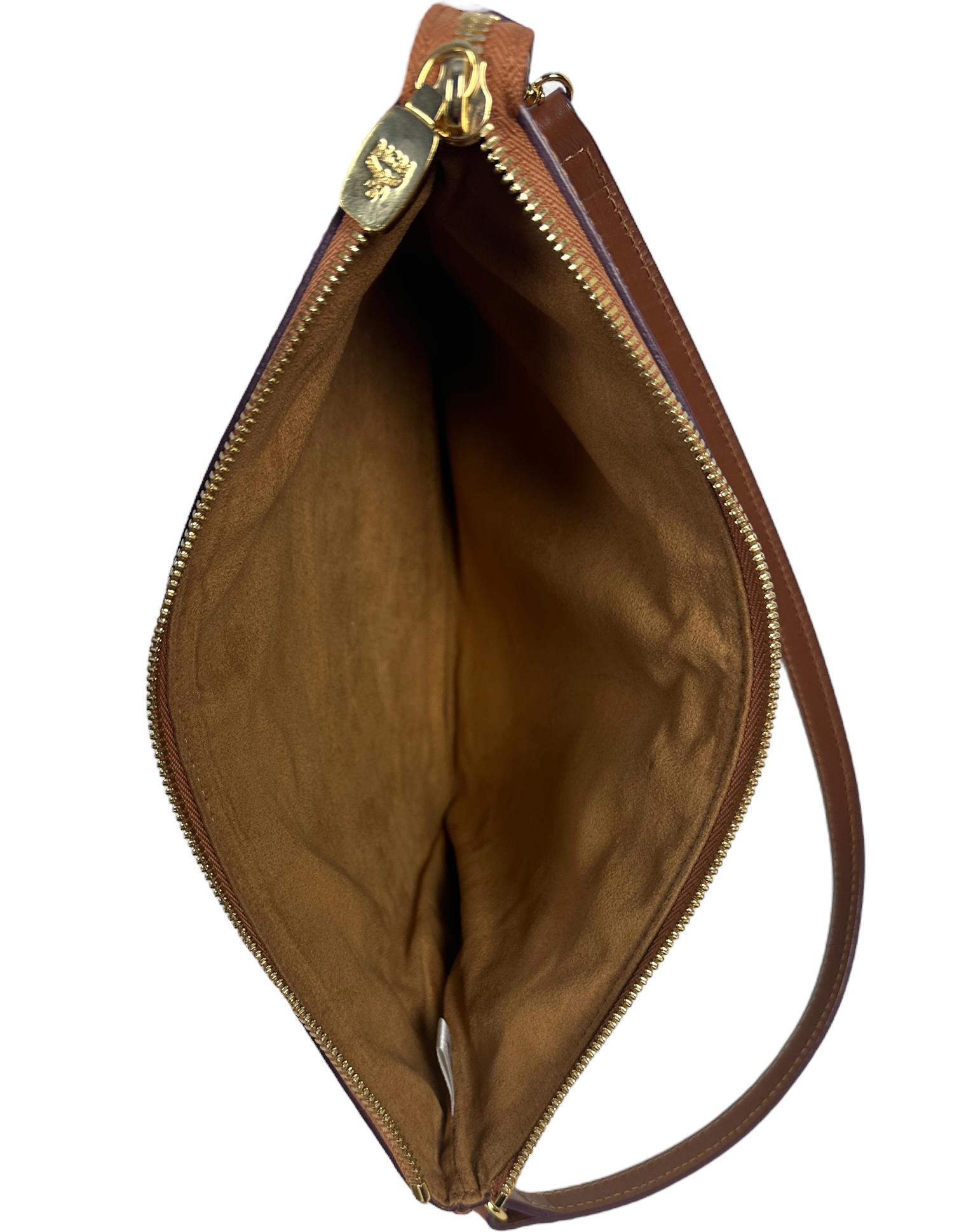 MCM Tan Visetos Monogram Pouch Bag For Sale 3