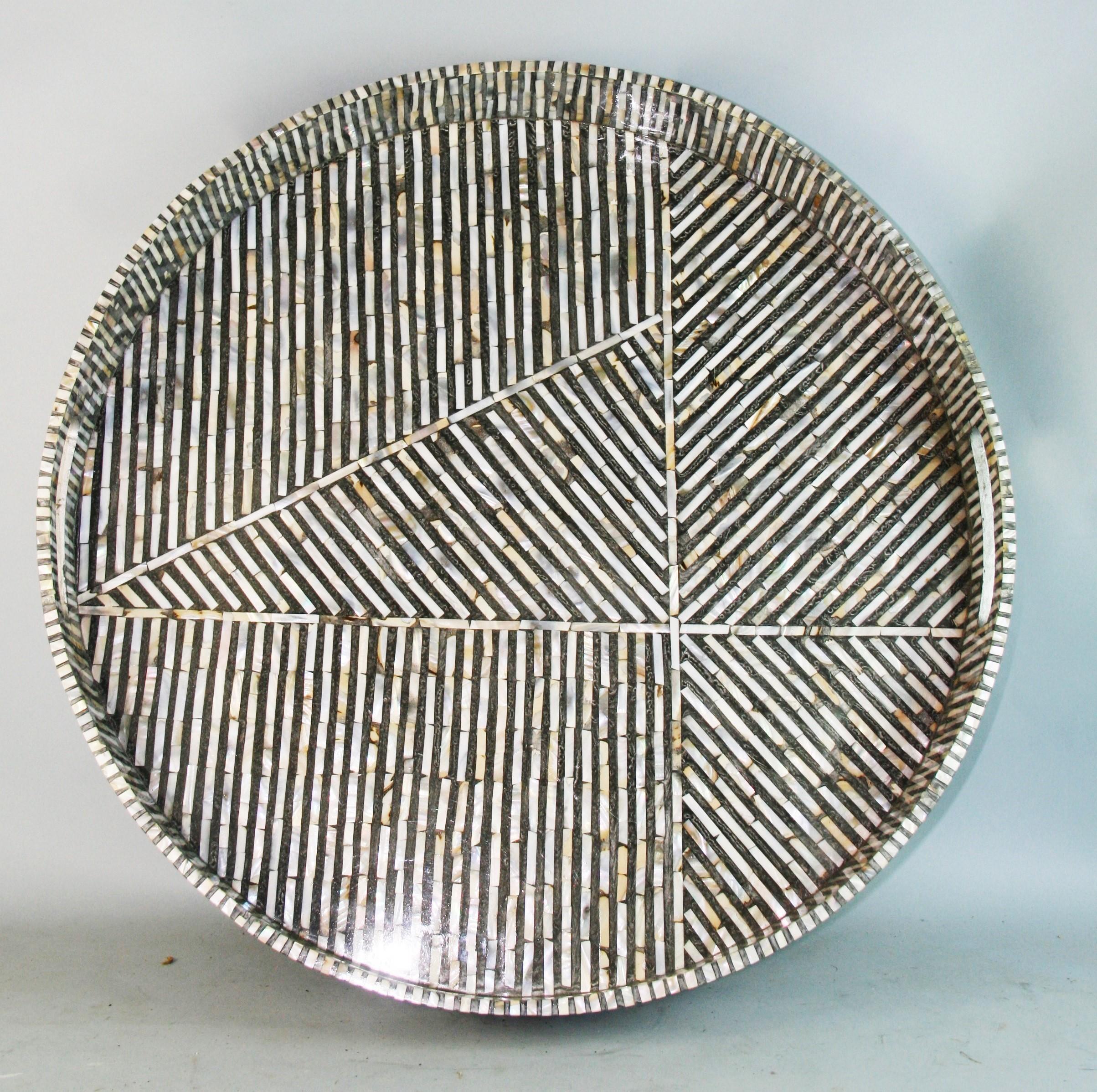 1503 MCM round geometric pattern serving tray