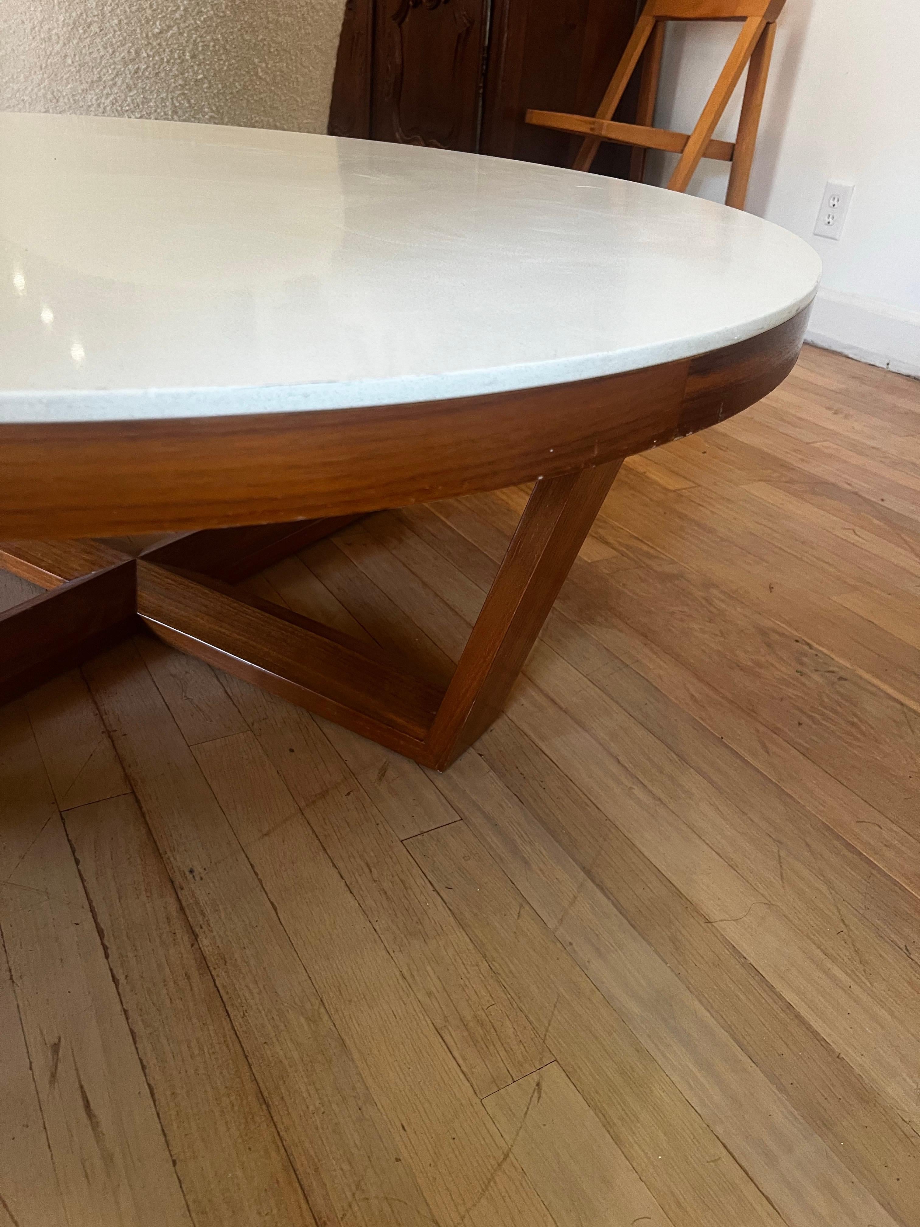 MCM Teak Coffee Table with white stone top - 48
