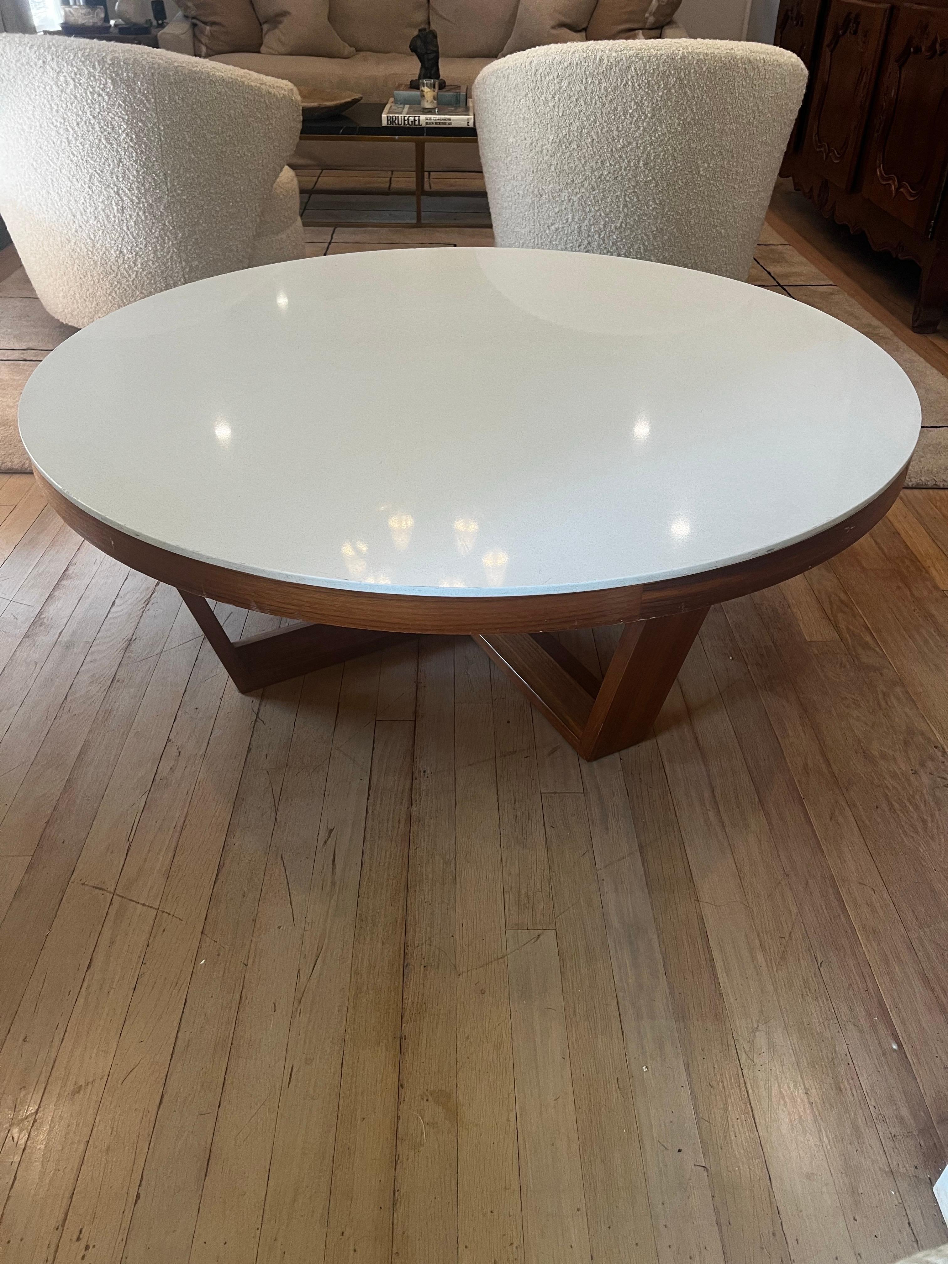 MCM Teak Coffee Table with white stone top - 48