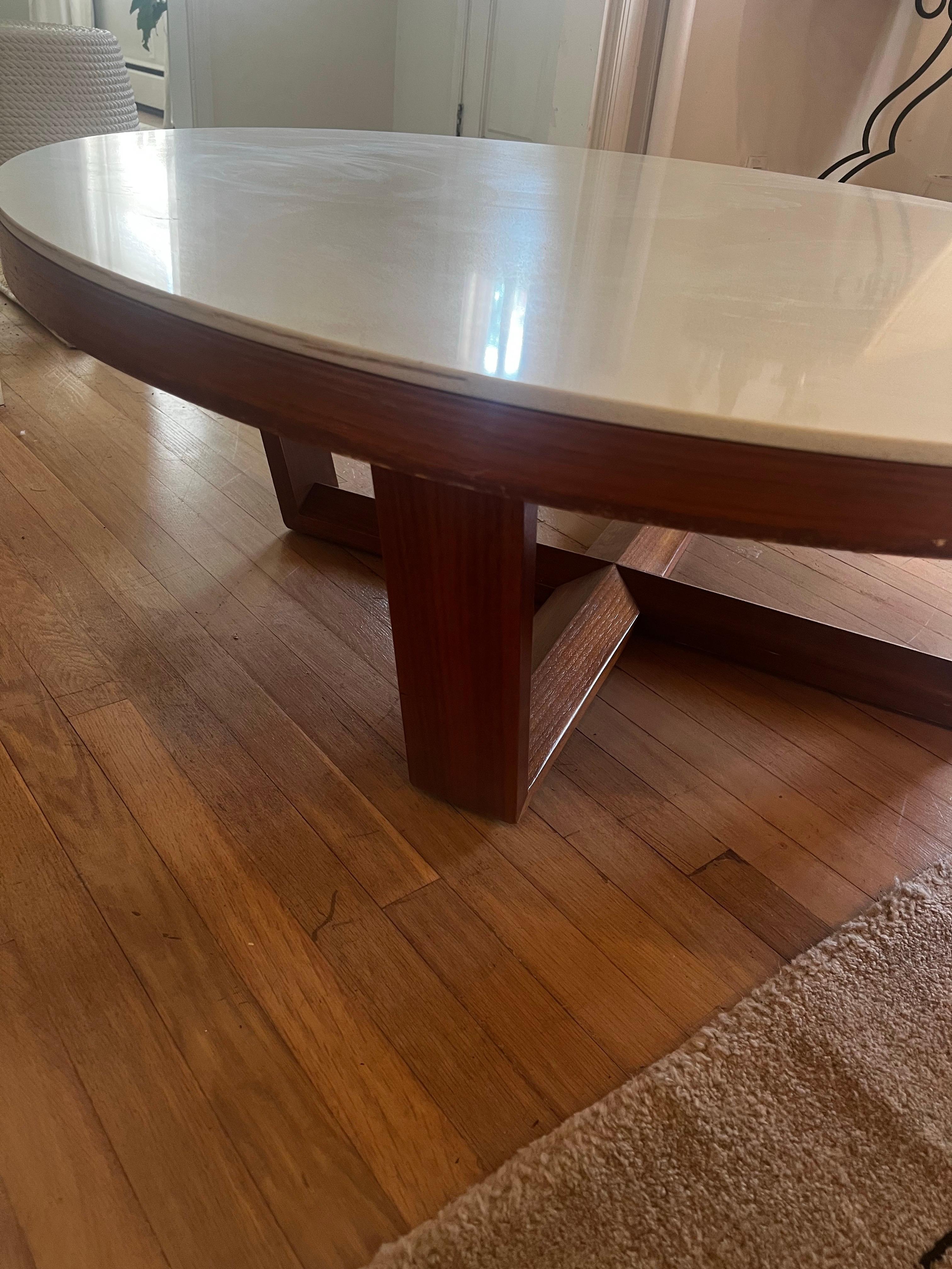 Mid-Century Modern MCM Teak Coffee Table with white stone top - 48