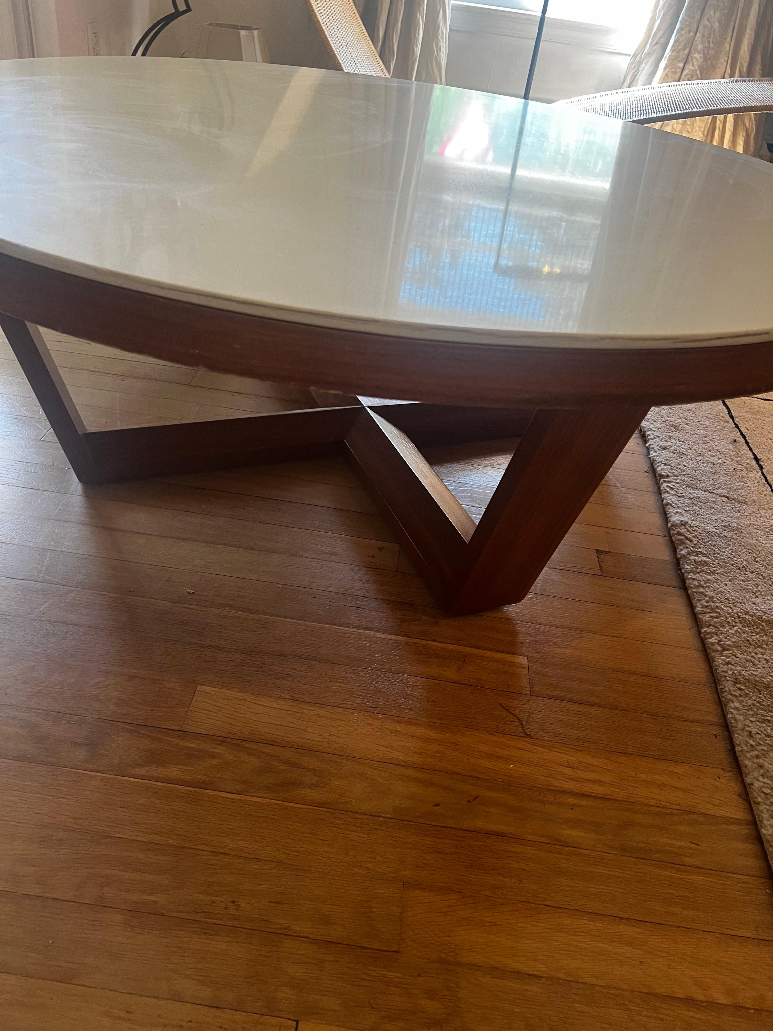 American MCM Teak Coffee Table with white stone top - 48
