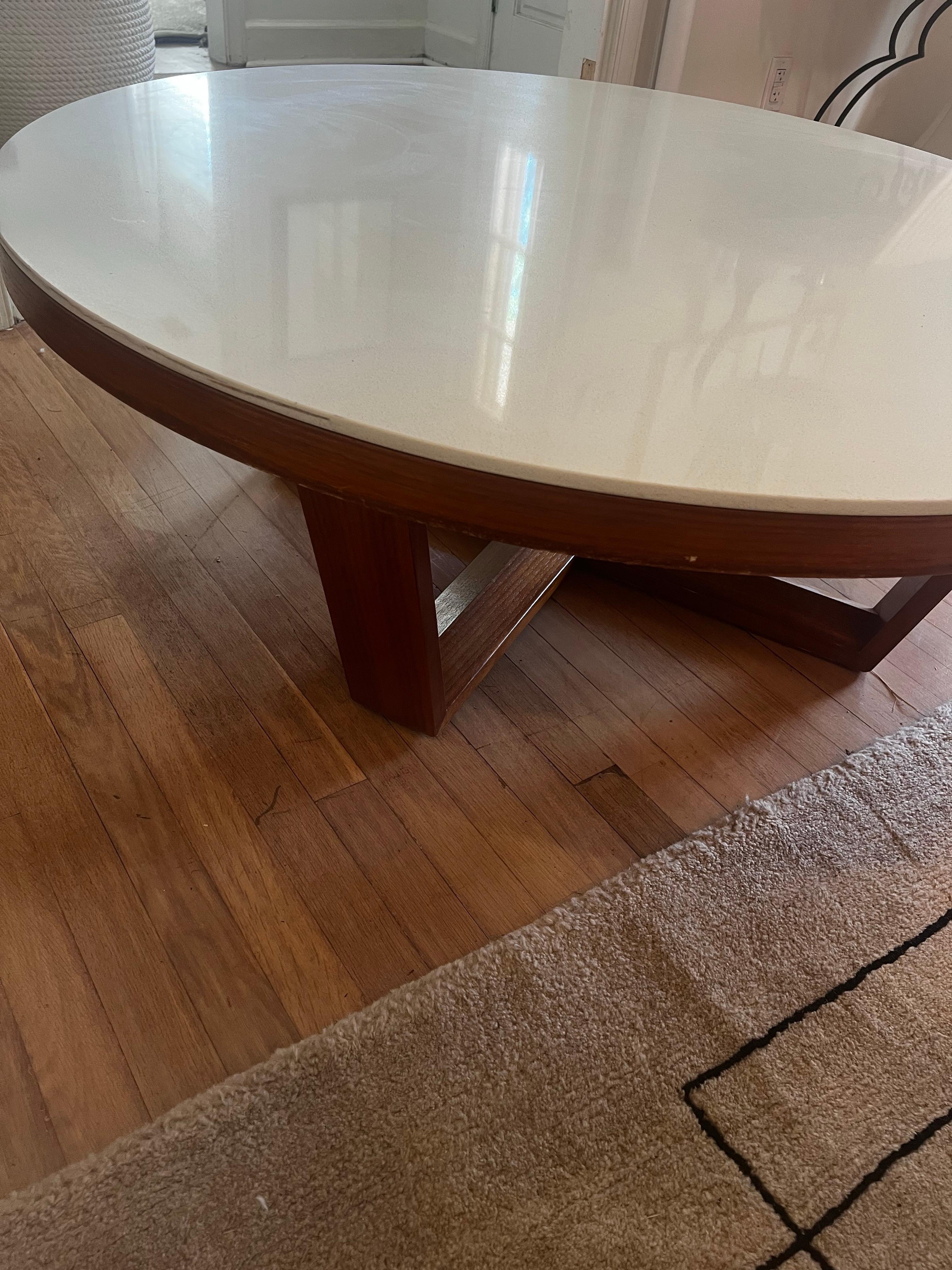 20th Century MCM Teak Coffee Table with white stone top - 48