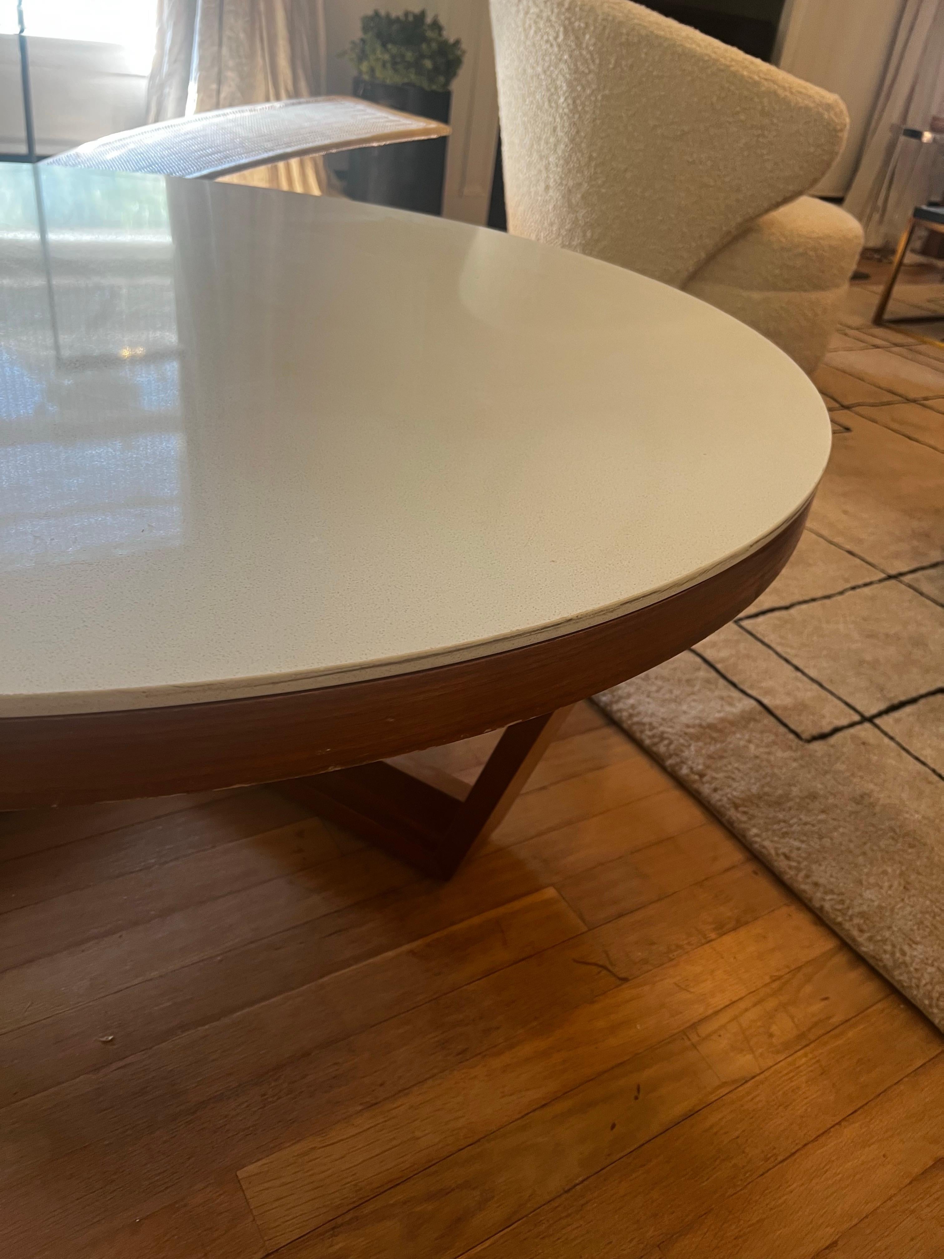MCM Teak Coffee Table with white stone top - 48