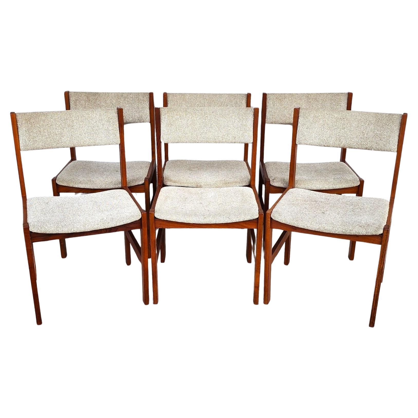 Ensemble de 6 chaises de salle à manger en teck de style scandinave moderne MCM par Sun Furniture en vente