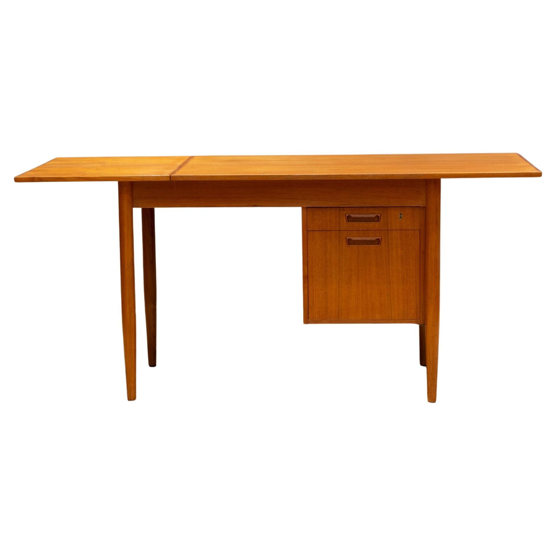 MCM Teak Expandable Desk and Chair by Gunnar Nielsen Tibergaard, Denmark c.1960 For Sale