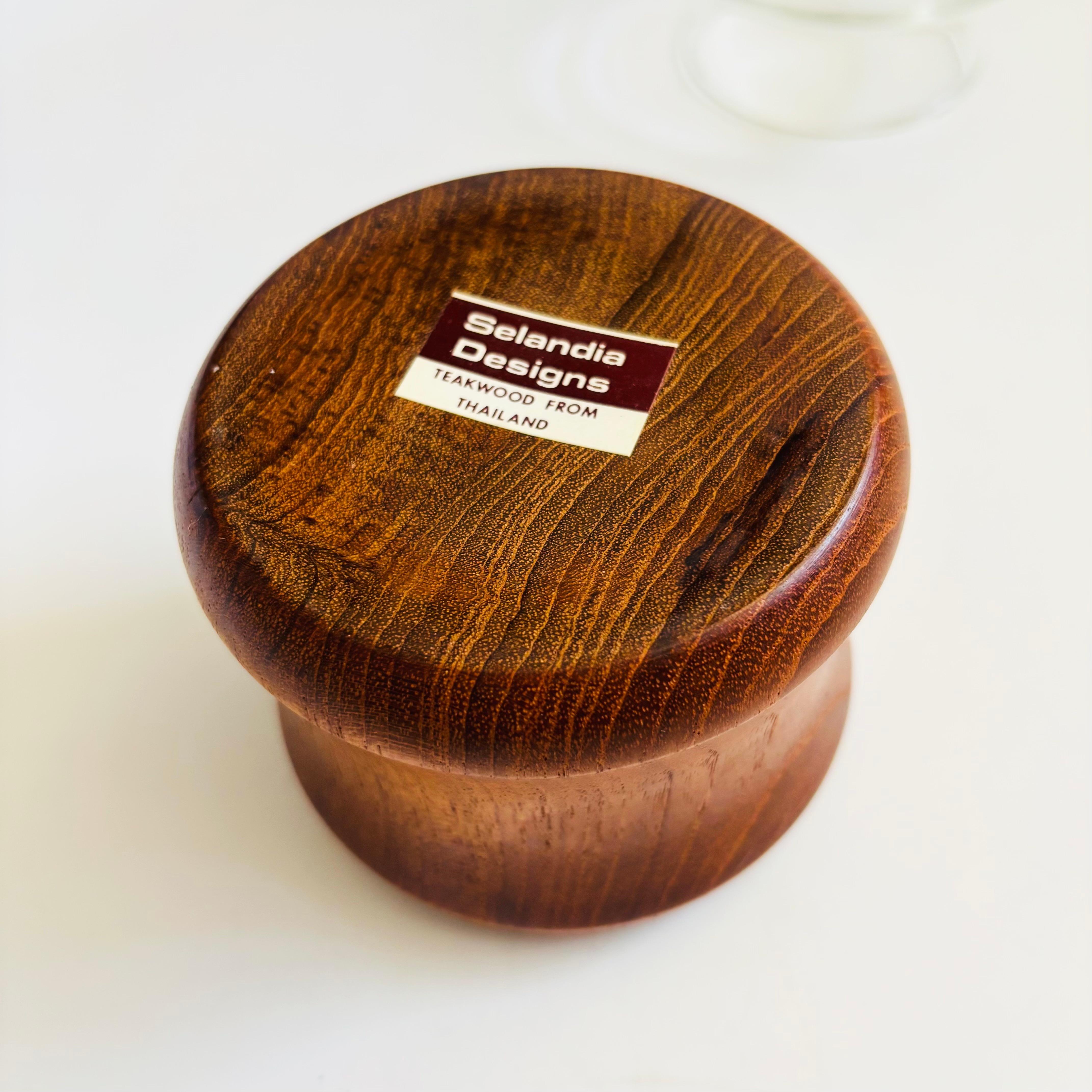 Glass MCM Teak Hurricane Candle Holder by Selandia Designs For Sale