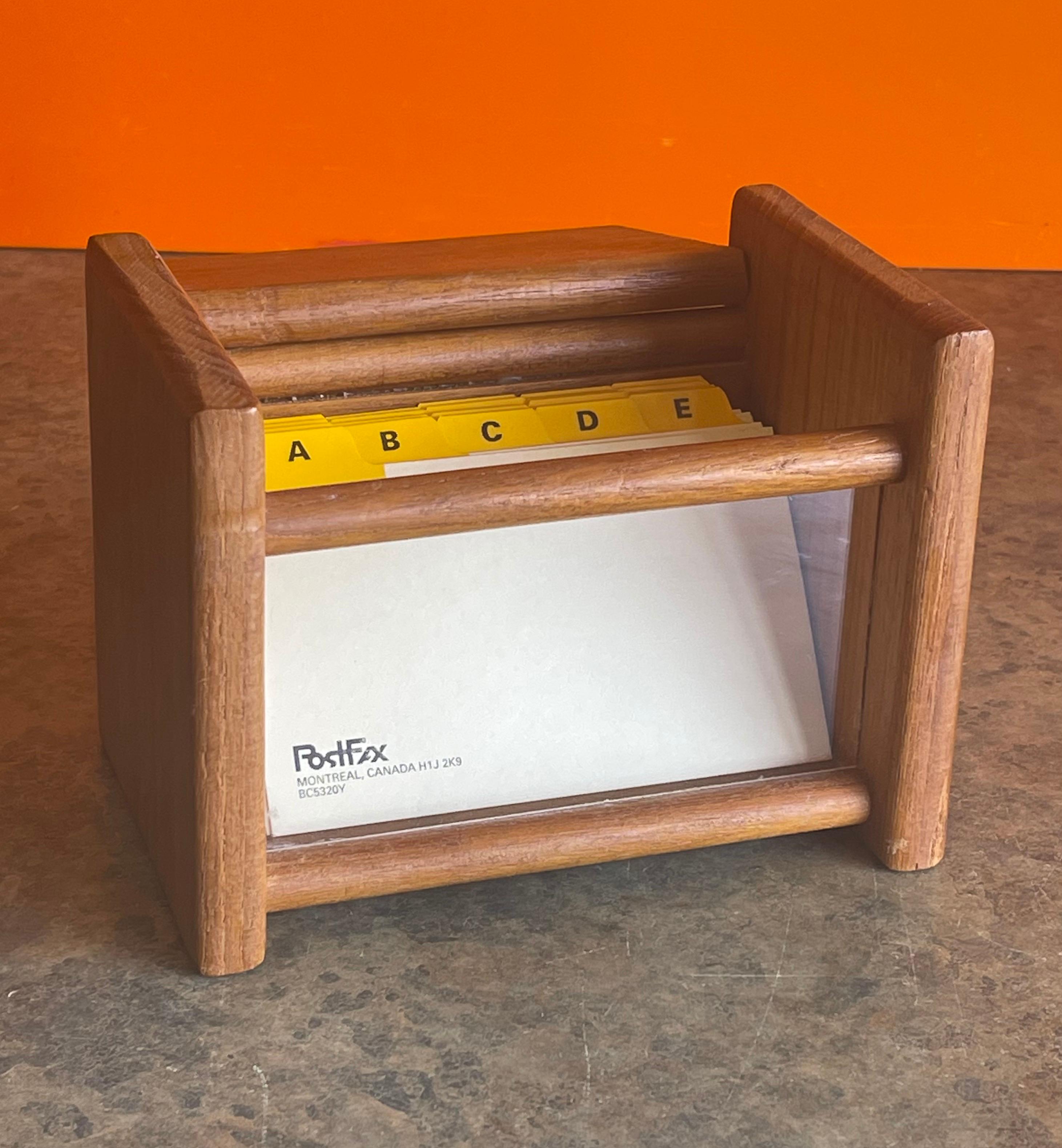 MCM teak index card file box, circa 1970s. The box is in great vintage condition and measures: 5.5