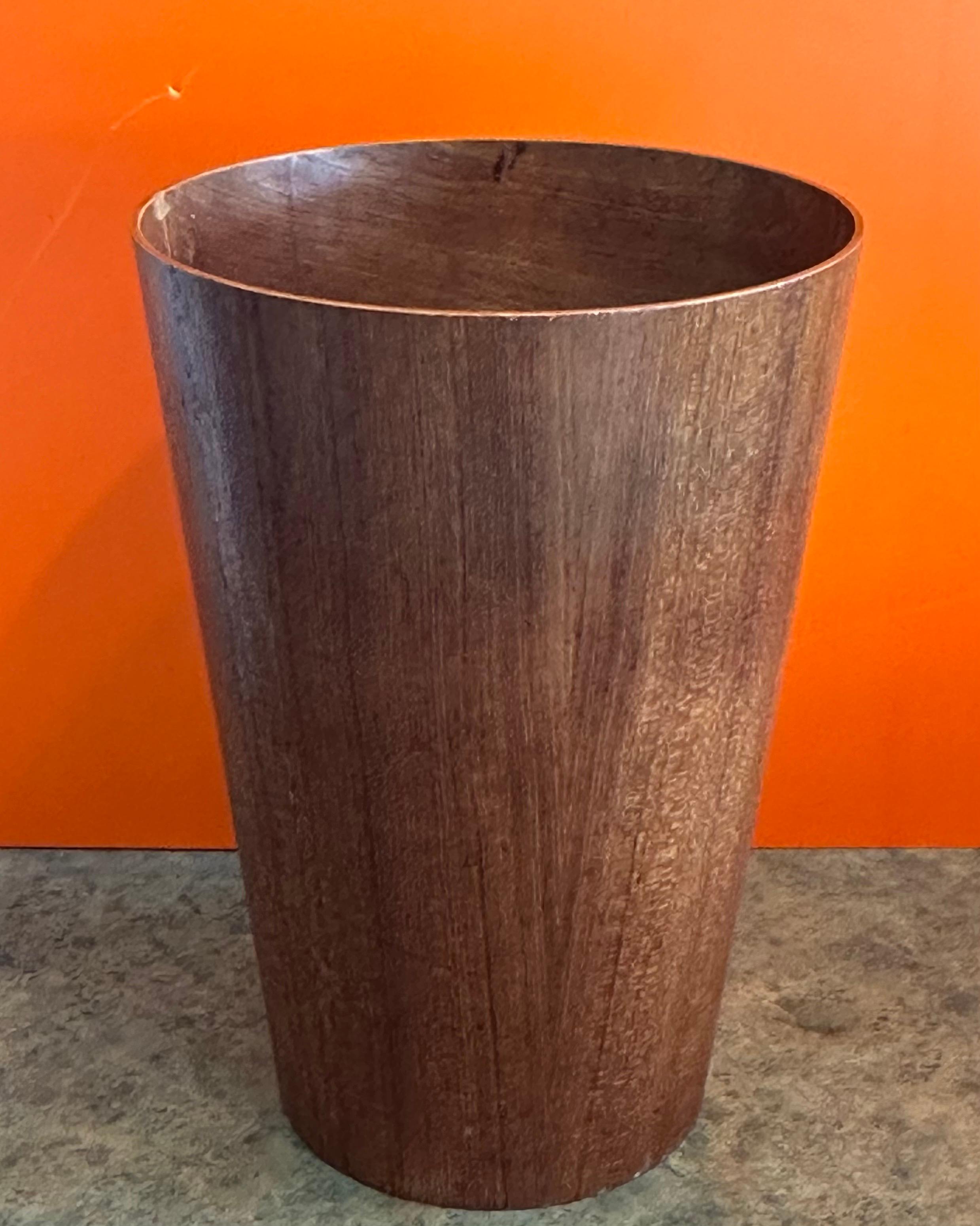 Scandinavian Modern MCM Teak Waste Basket in the Style of Martin Aberg for Servex Rainbow