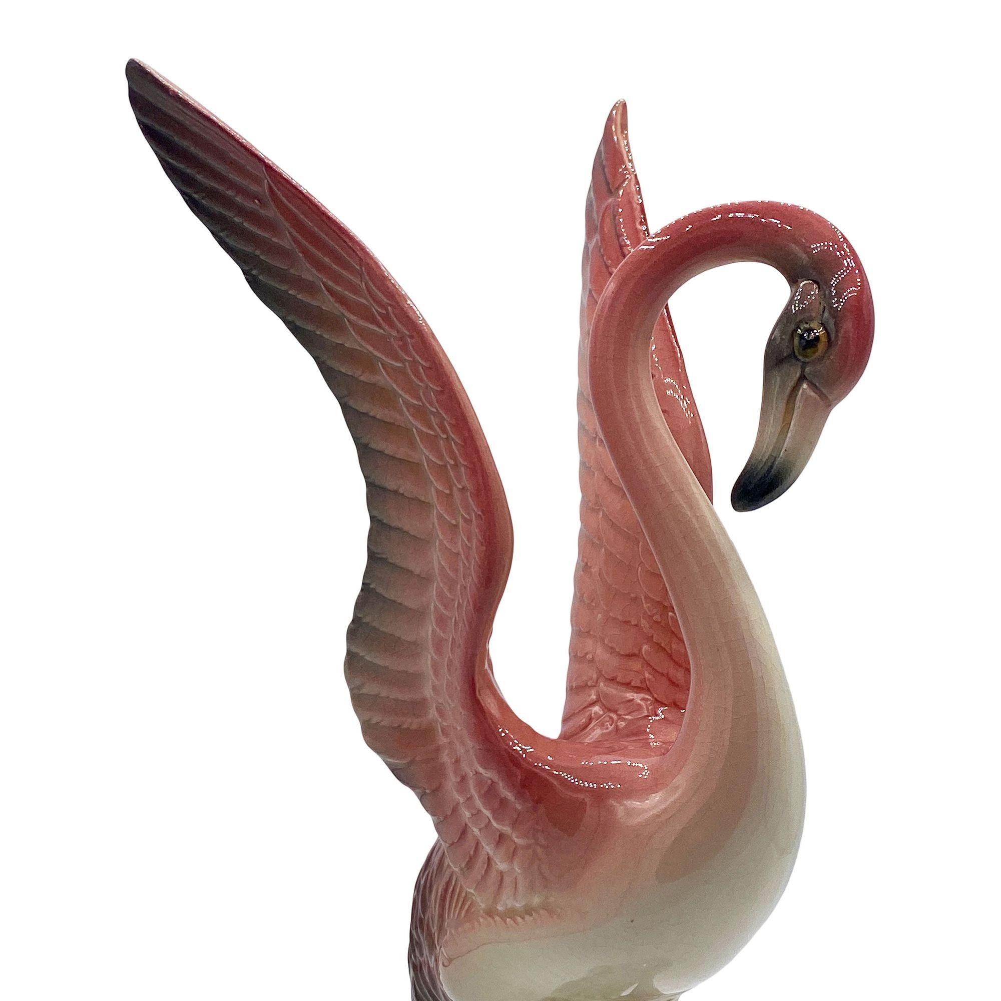 Mid-Century moderno MCM The lookers Pink Flamingo Ceramic Tabletop Scultpure Set By Brad Keeler in vendita