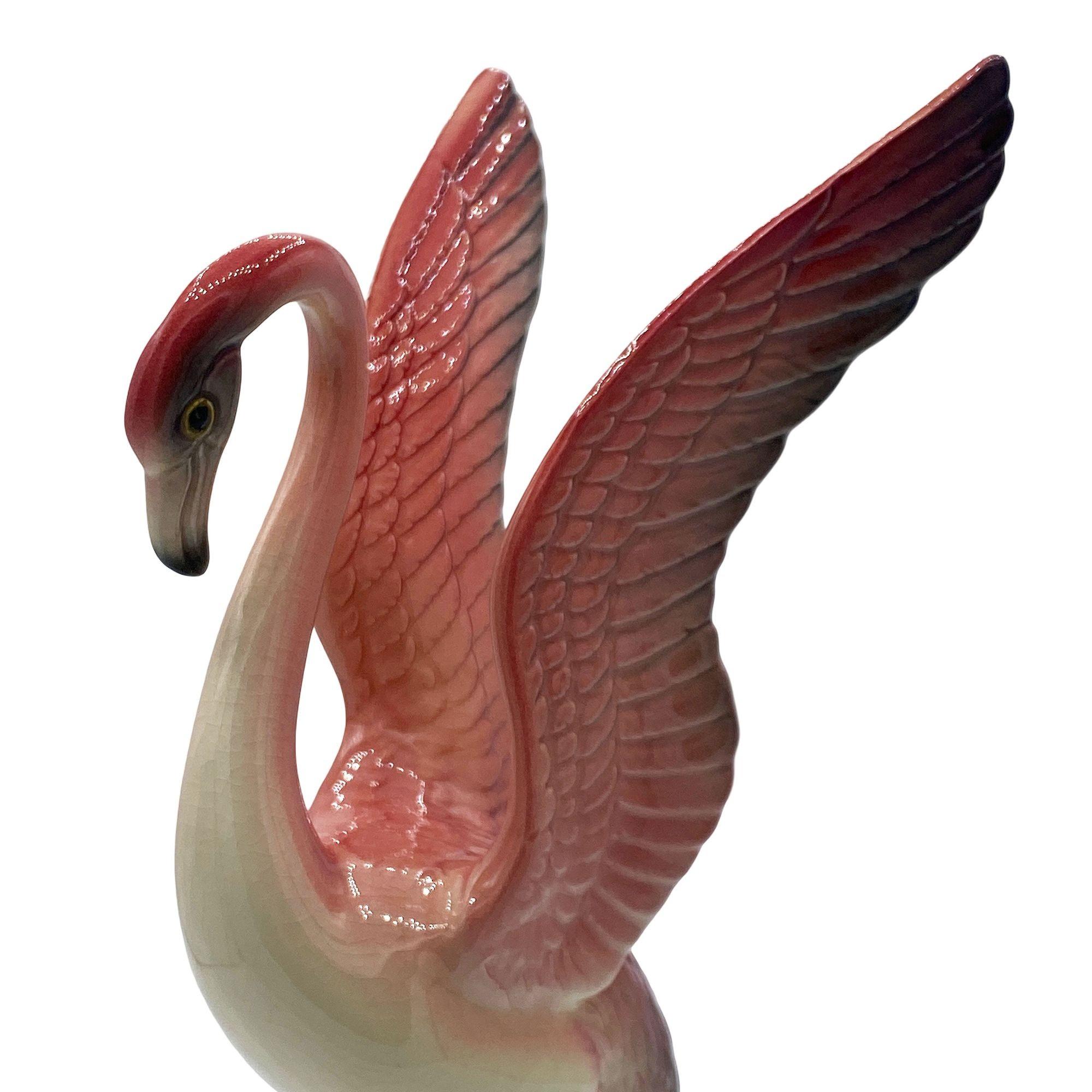 Metà XX secolo MCM The lookers Pink Flamingo Ceramic Tabletop Scultpure Set By Brad Keeler in vendita