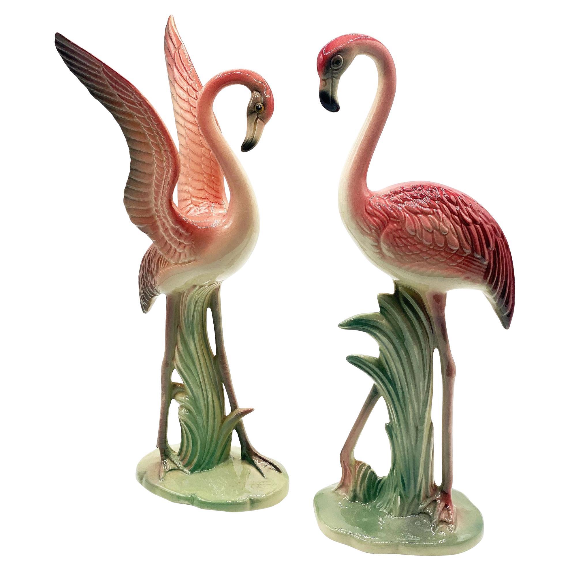 MCM The lookers Pink Flamingo Ceramic Tabletop Scultpure Set By Brad Keeler