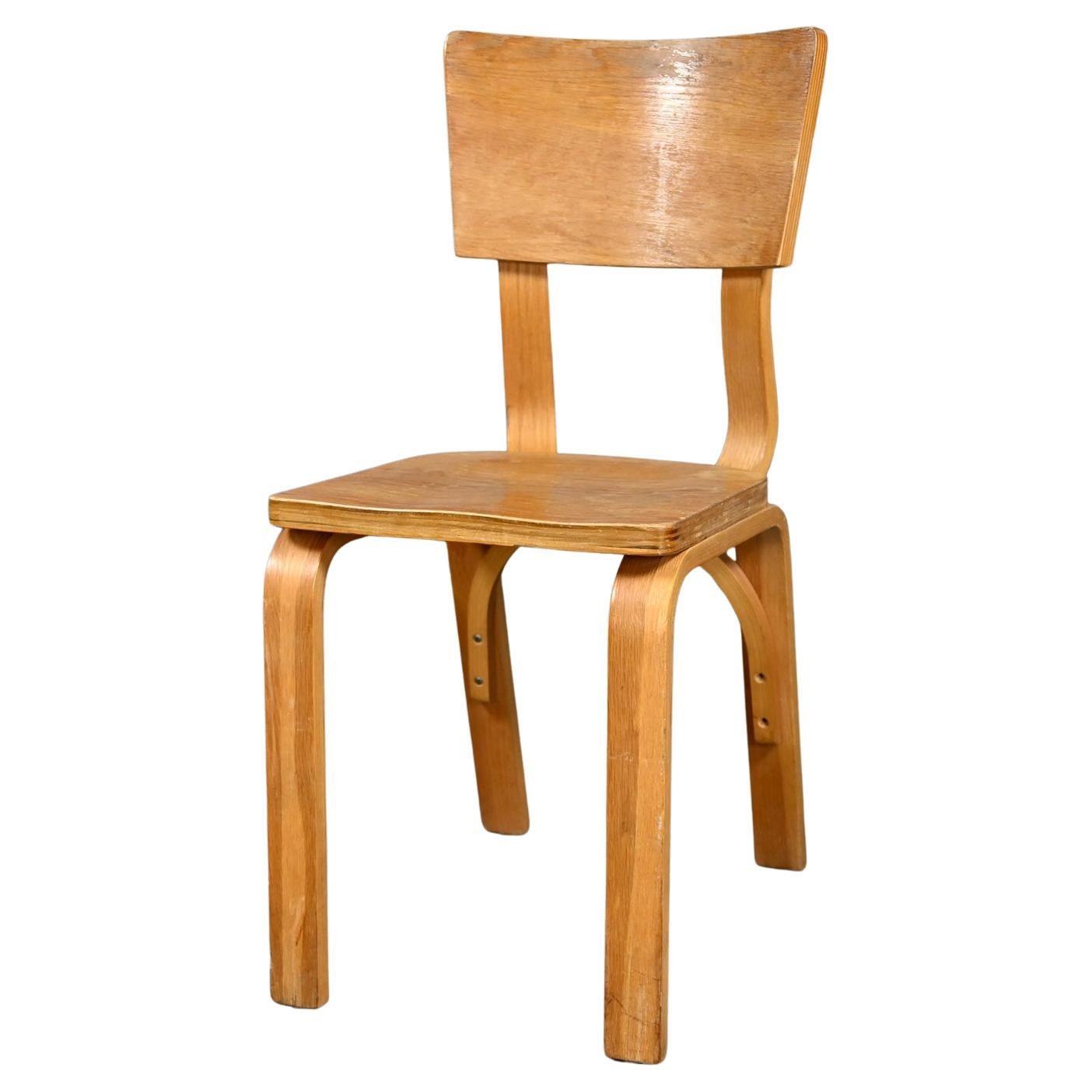 MCM Thonet #1216 Dining Chair Bent Oak Plywood Saddle Seat Single Bow  For Sale
