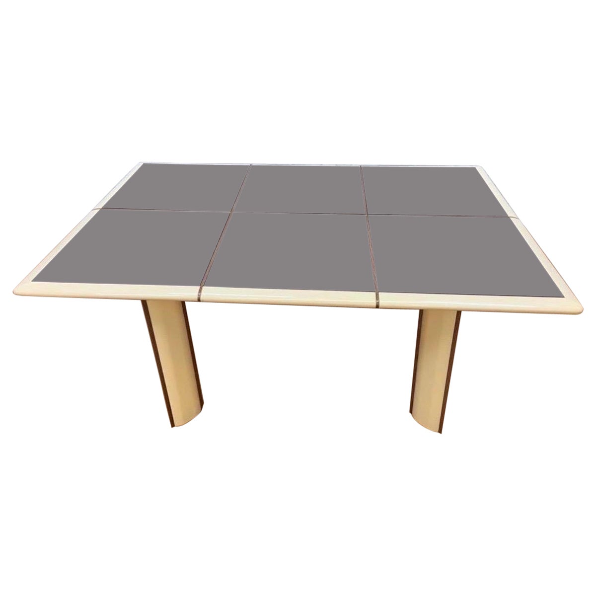 Table de salle à manger à rallonge avec plateau en miroir teinté MCM de Roche Bobois pour Pierre Cardin