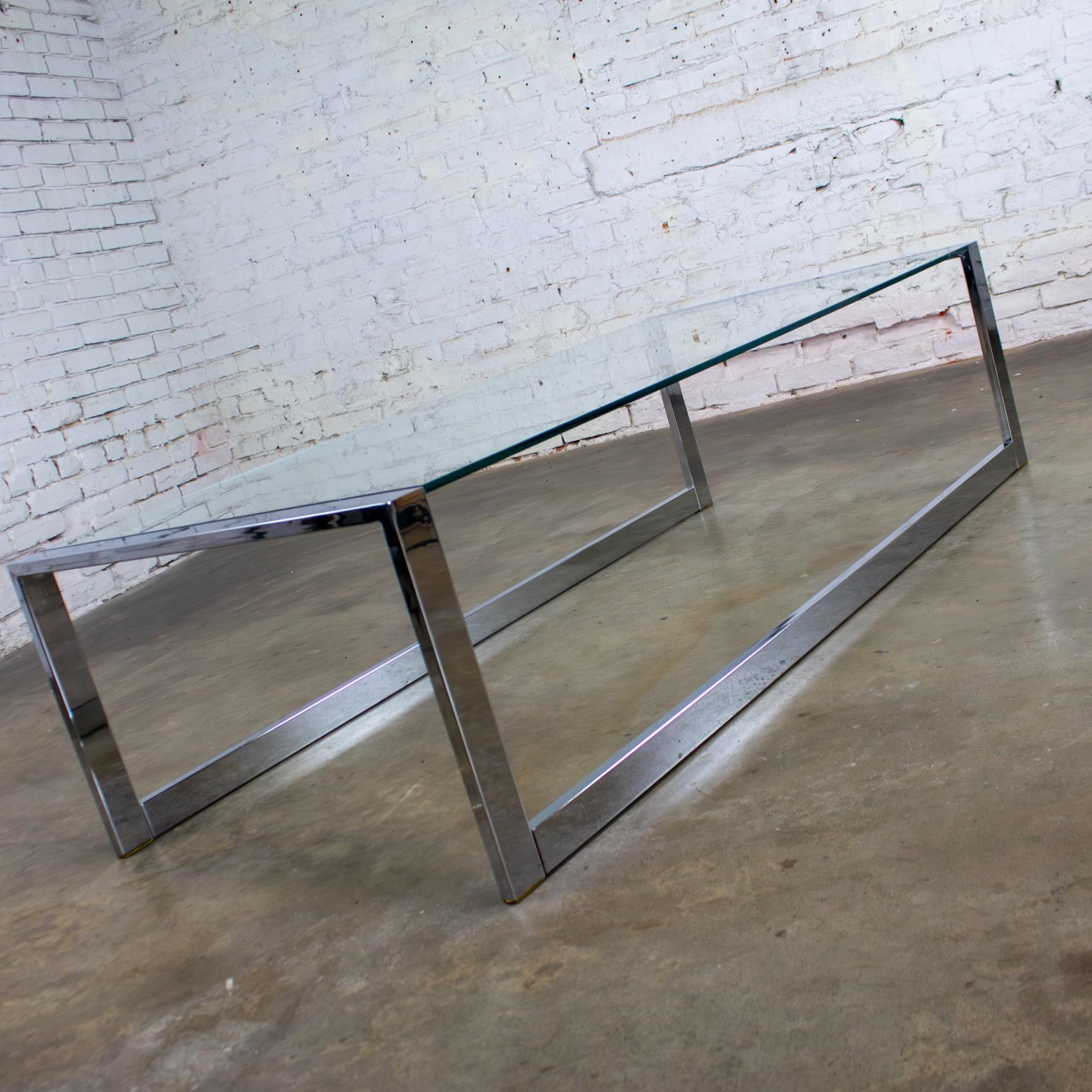 MCM to Modern Großer Couchtisch Chromrohrgestell mit Kufenfuß und Glasplatte im Zustand „Gut“ im Angebot in Topeka, KS