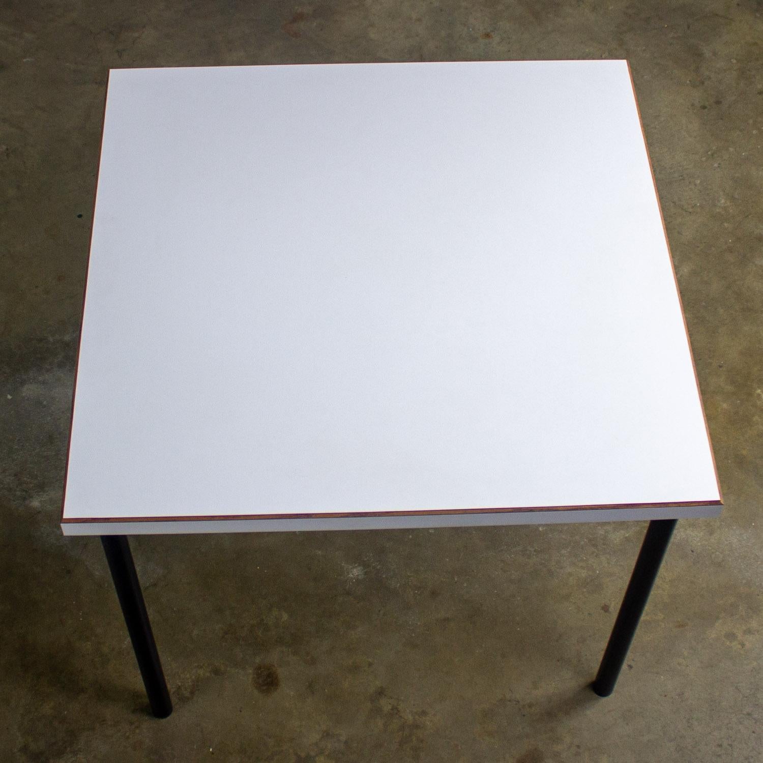 MCM to Modern Square Dining Table w/Black Steel Tube Frame & White Laminate Top For Sale 8