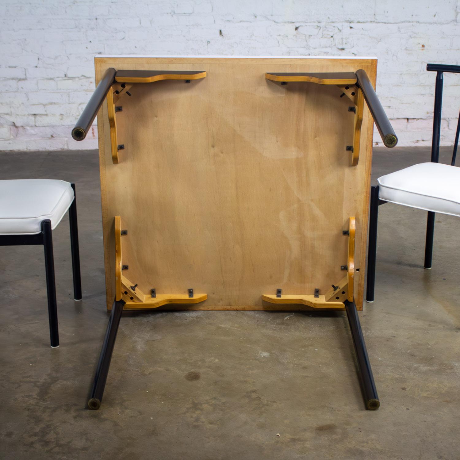 MCM to Modern Square Dining Table w/Black Steel Tube Frame & White Laminate Top For Sale 9