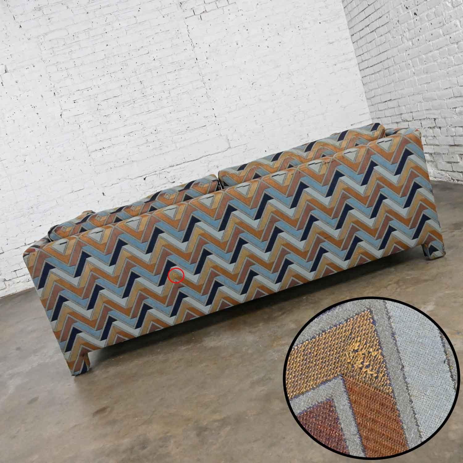 MCM to Modern Tuxedo Cube Sofa Upholstered Legs by Henredon Style Milo Baughman 2