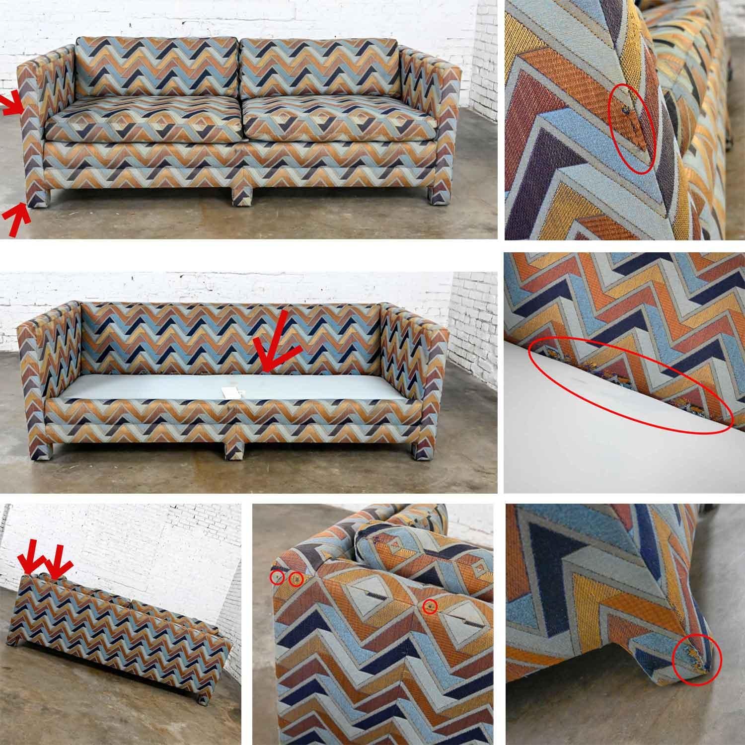 MCM to Modern Smoking Cube Sofa mit gepolsterten Beinen im Henredon-Stil von Milo Baughman im Angebot 10