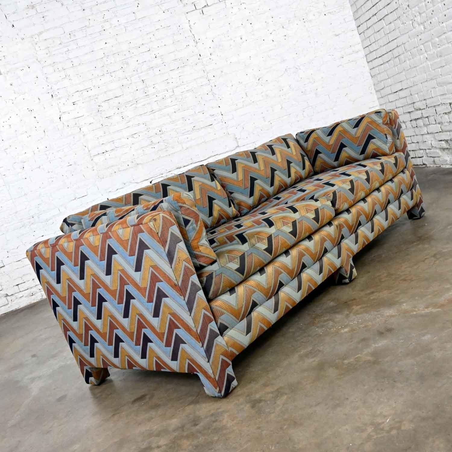 Moderne MCM to Modern Cube Sofa Upholstered Legs by Henredon Style Upholstering Milo Baughman en vente