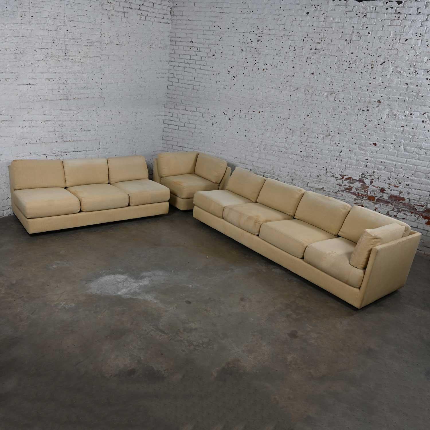 American MCM to Modern Tuxedo Style 3 Piece Sectional Sofa by Classic Gallery Frame Only For Sale