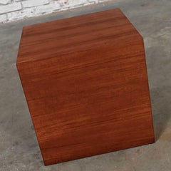 MCM to Scandinavian Modern Teak Veneer Cube Side End Table or Magazine Container