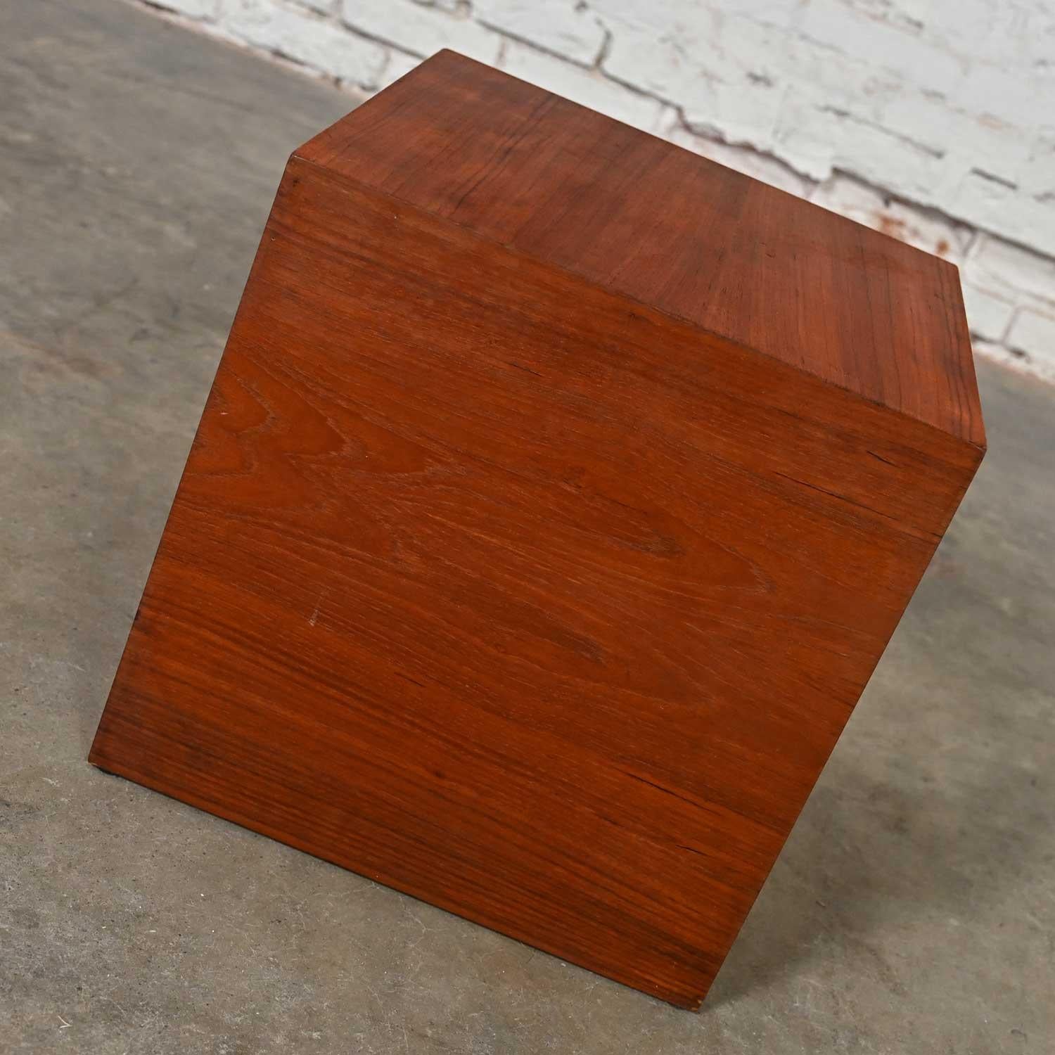 teak cube side table