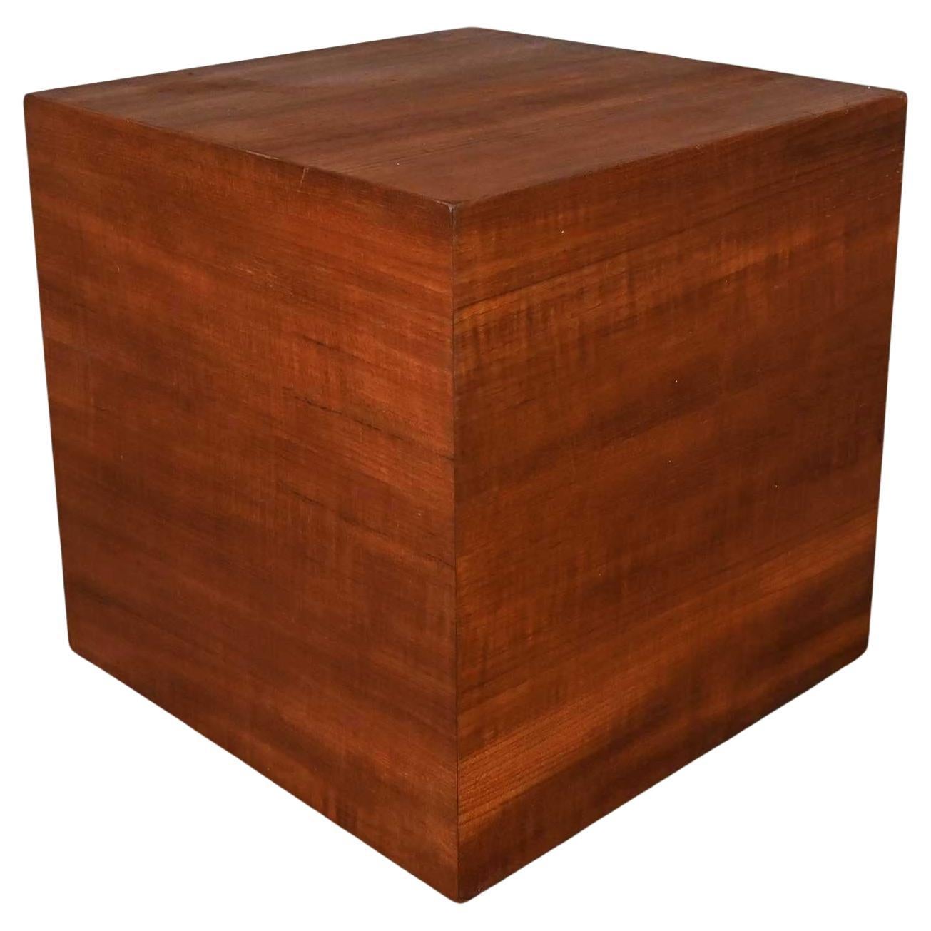 MCM to Scandinavian Modern Teak Veneer Cube Side End Table or Magazine Container For Sale