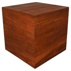 Vintage MCM to Scandinavian Modern Teak Veneer Cube Side End Table or Magazine Container