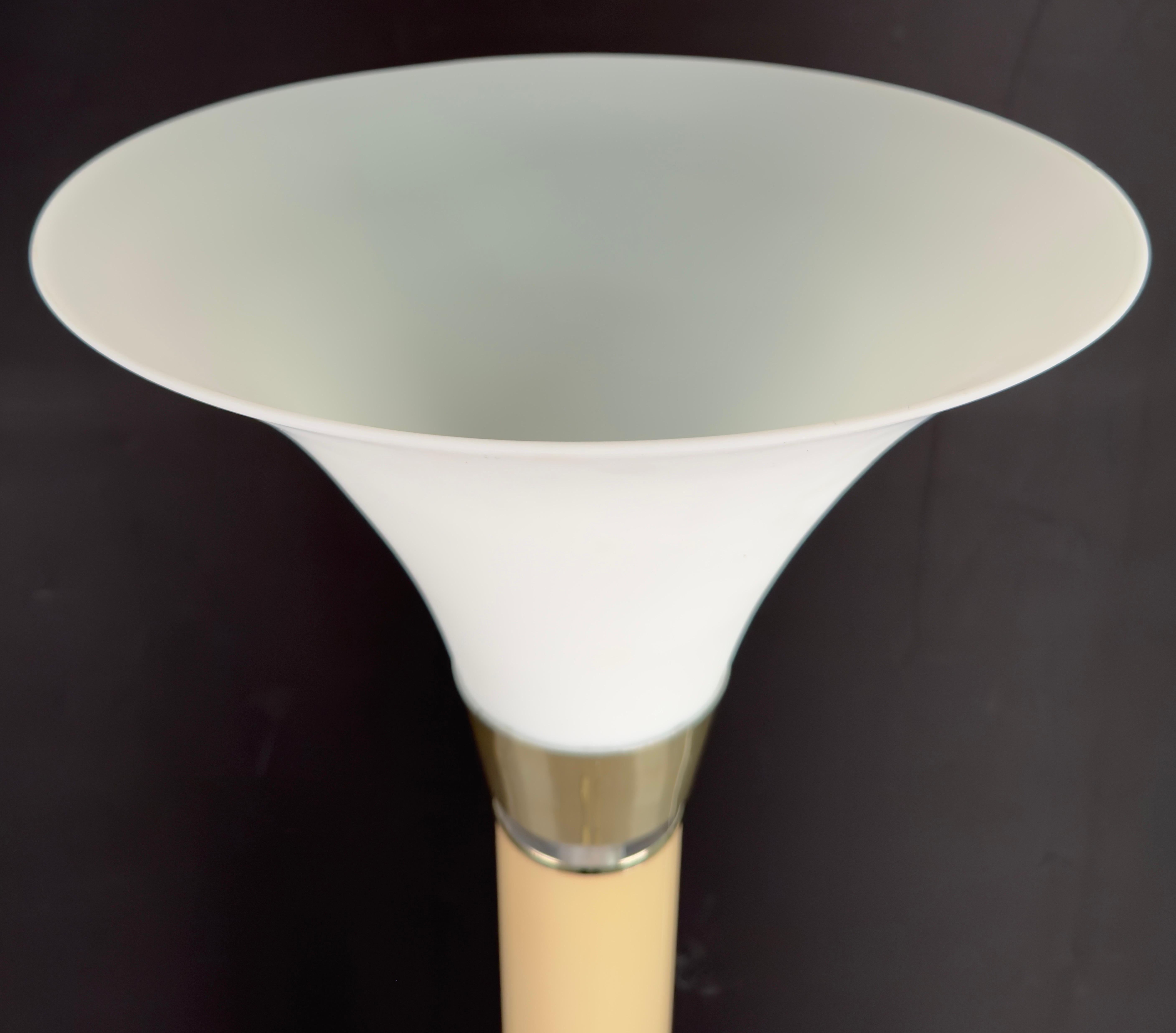 MCM Torchiere Frosted White Glass & Lucite Floor Lamp after Karl Springer In Good Condition For Sale In Plainview, NY