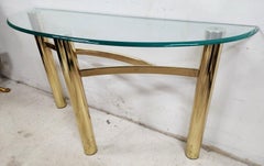 MCM Tubular Brass Finish Console Table Vintage