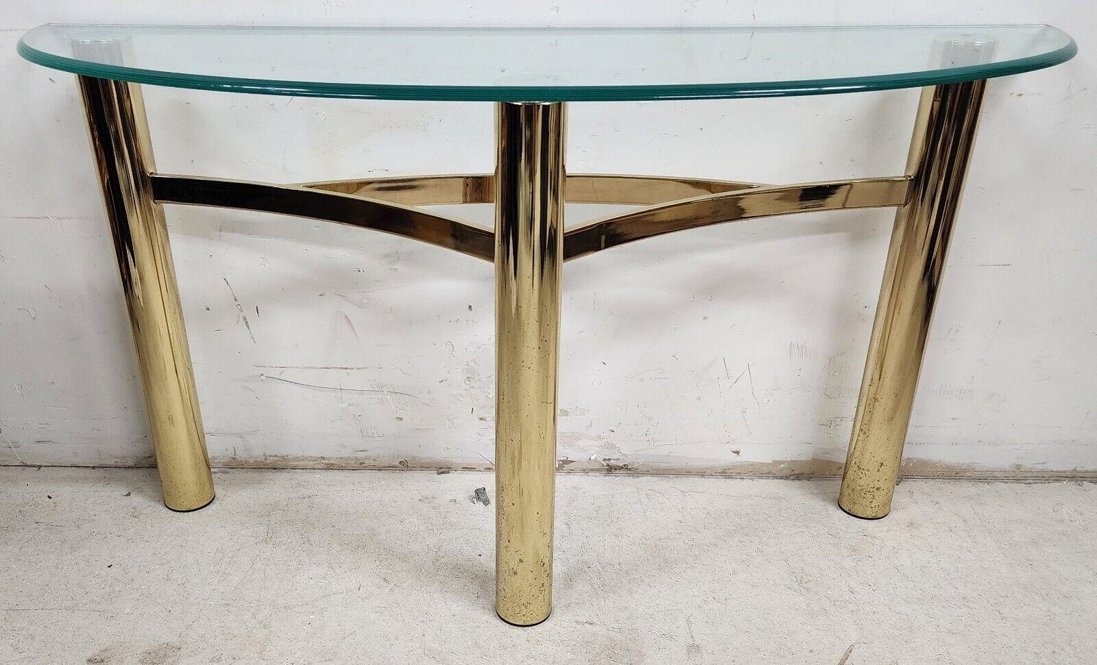 Mid-Century Modern MCM Tubular Brass Finish Console Table Vintage For Sale