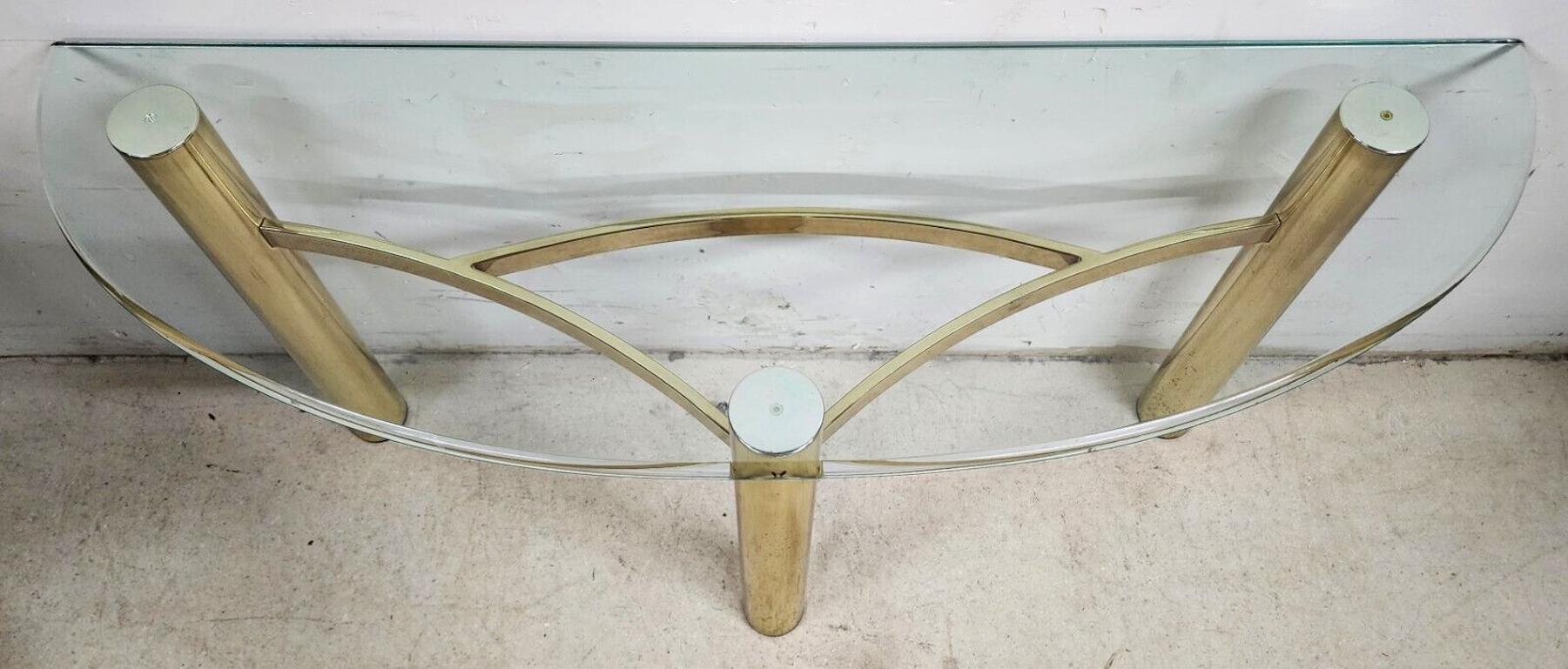 MCM Tubular Brass Finish Console Table Vintage For Sale 1