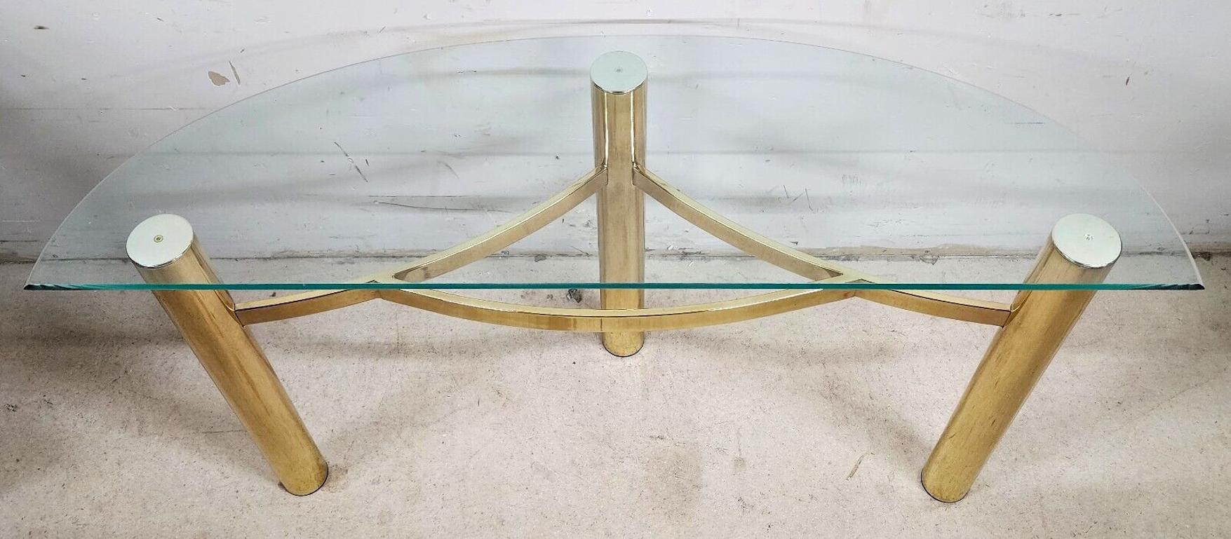 MCM Tubular Brass Finish Console Table Vintage For Sale 2
