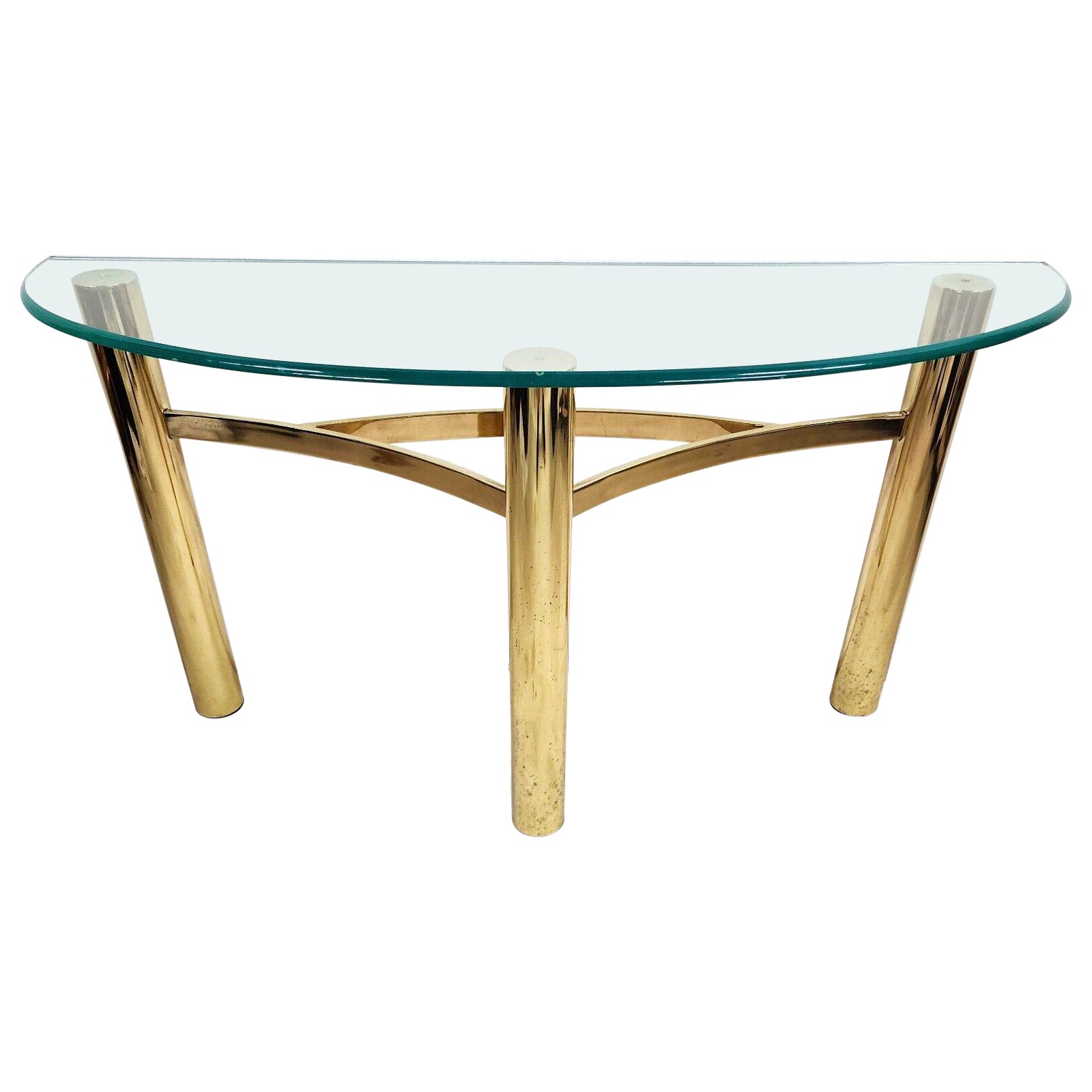 MCM Tubular Brass Finish Console Table Vintage