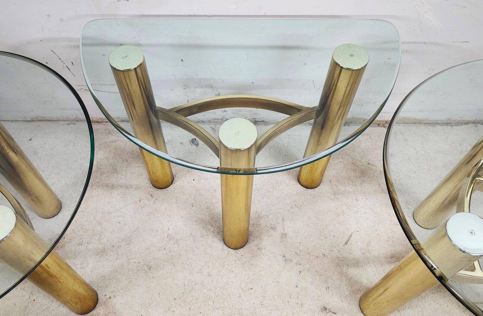 MCM Tubular Brass Table Set Vintage In Good Condition For Sale In Lake Worth, FL