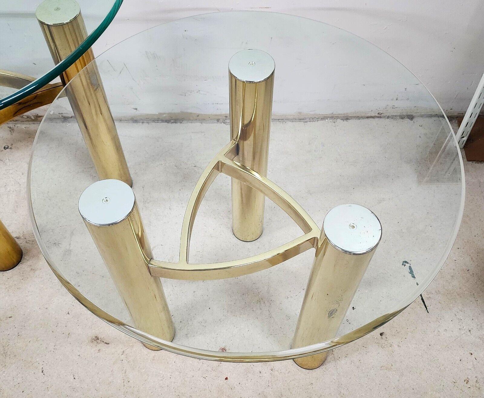 Late 20th Century MCM Tubular Brass Table Set Vintage For Sale