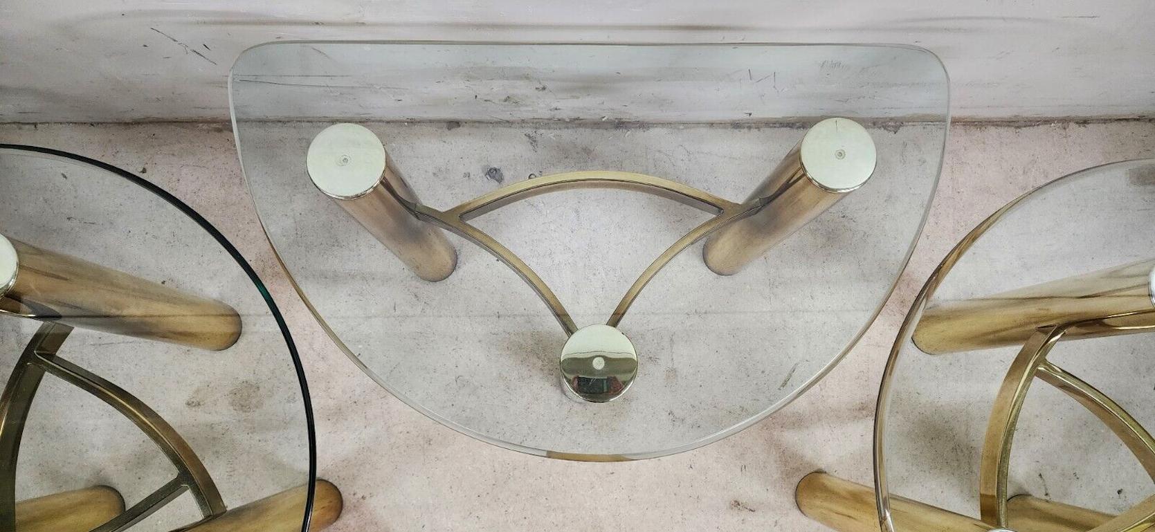 MCM Tubular Brass Table Set Vintage For Sale 4