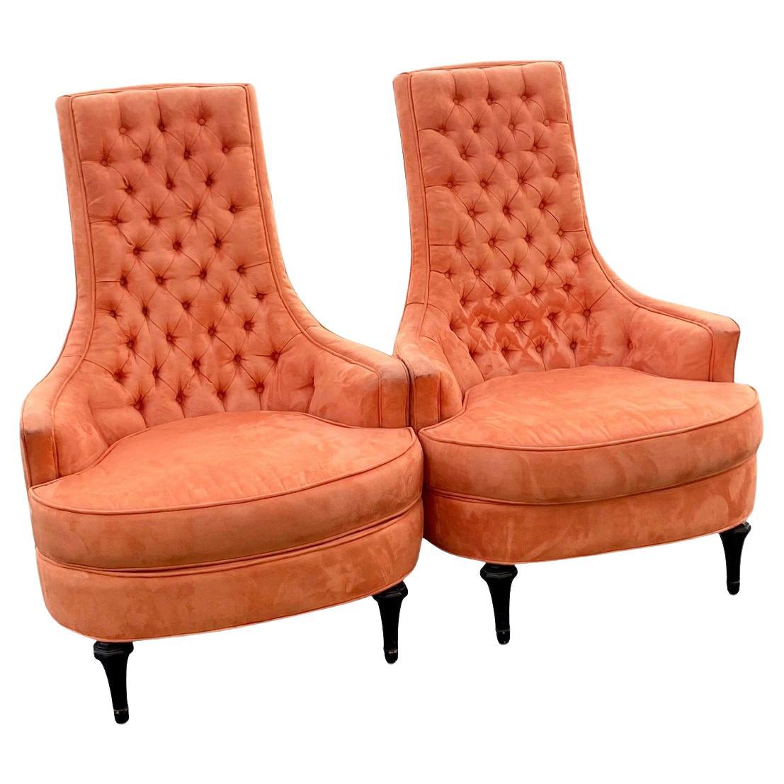 MCM Tufted Highback Chairs, a Pair