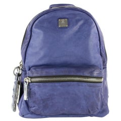 Vintage MCM Tumbler 16mcz0130 Blue Leather Backpack