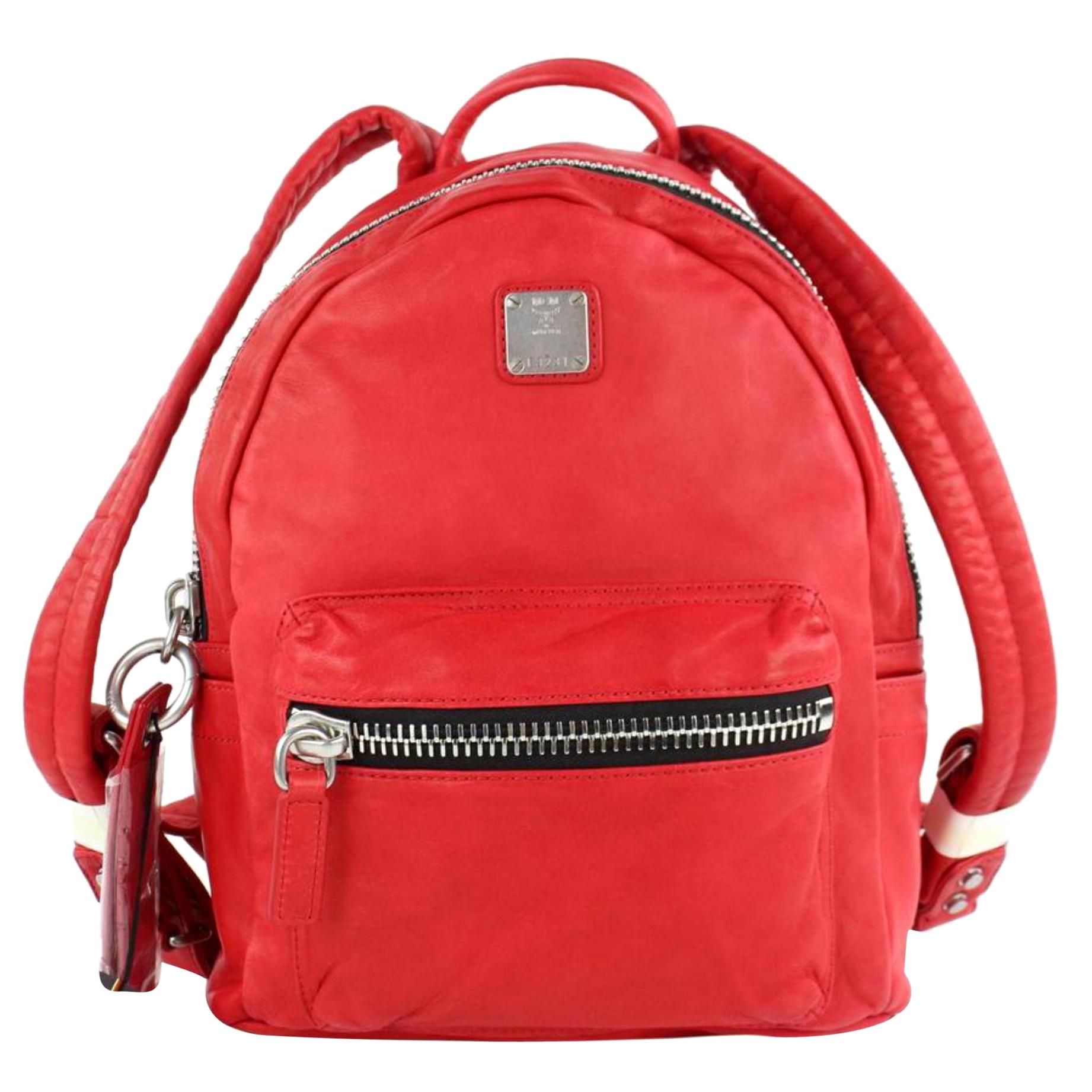 MCM Tumbler 3mcz1025 Red Leather Backpack For Sale