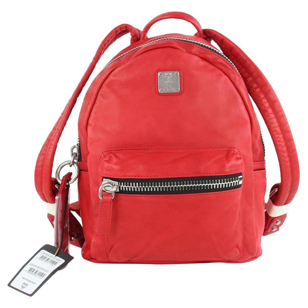 Sac à dos en cuir rouge MCM Tumbler 3mcz1025 en vente