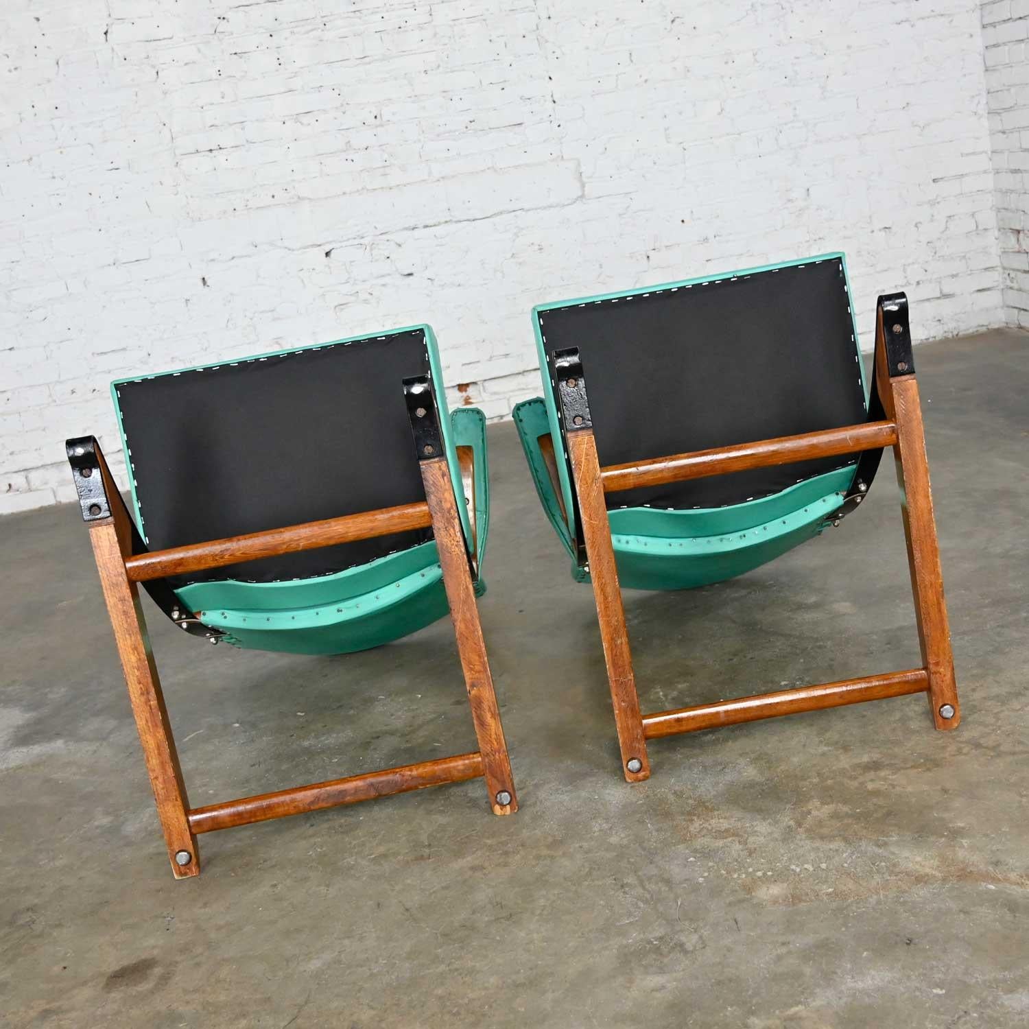 MCM Turquoise Vinyl Faux Leather Spring Rockers Style of McKay and Rock-A-Chair 2